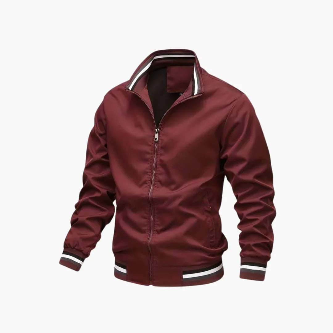 Men's jacket with zipper and ribbed hem