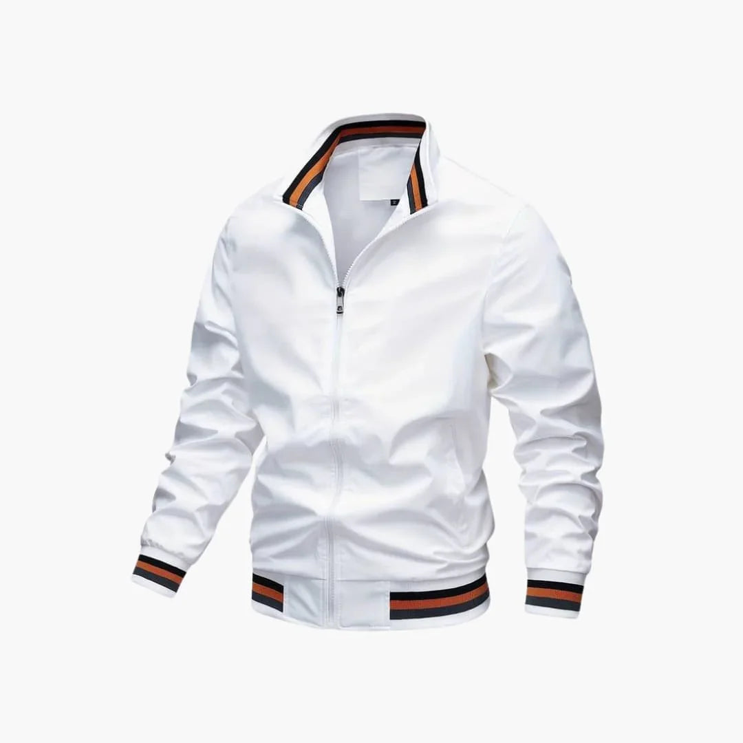 Men's jacket with zipper and ribbed hem