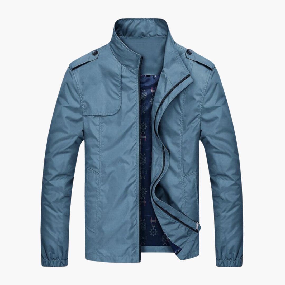 Men's jacket with zip closure and stand-up collar