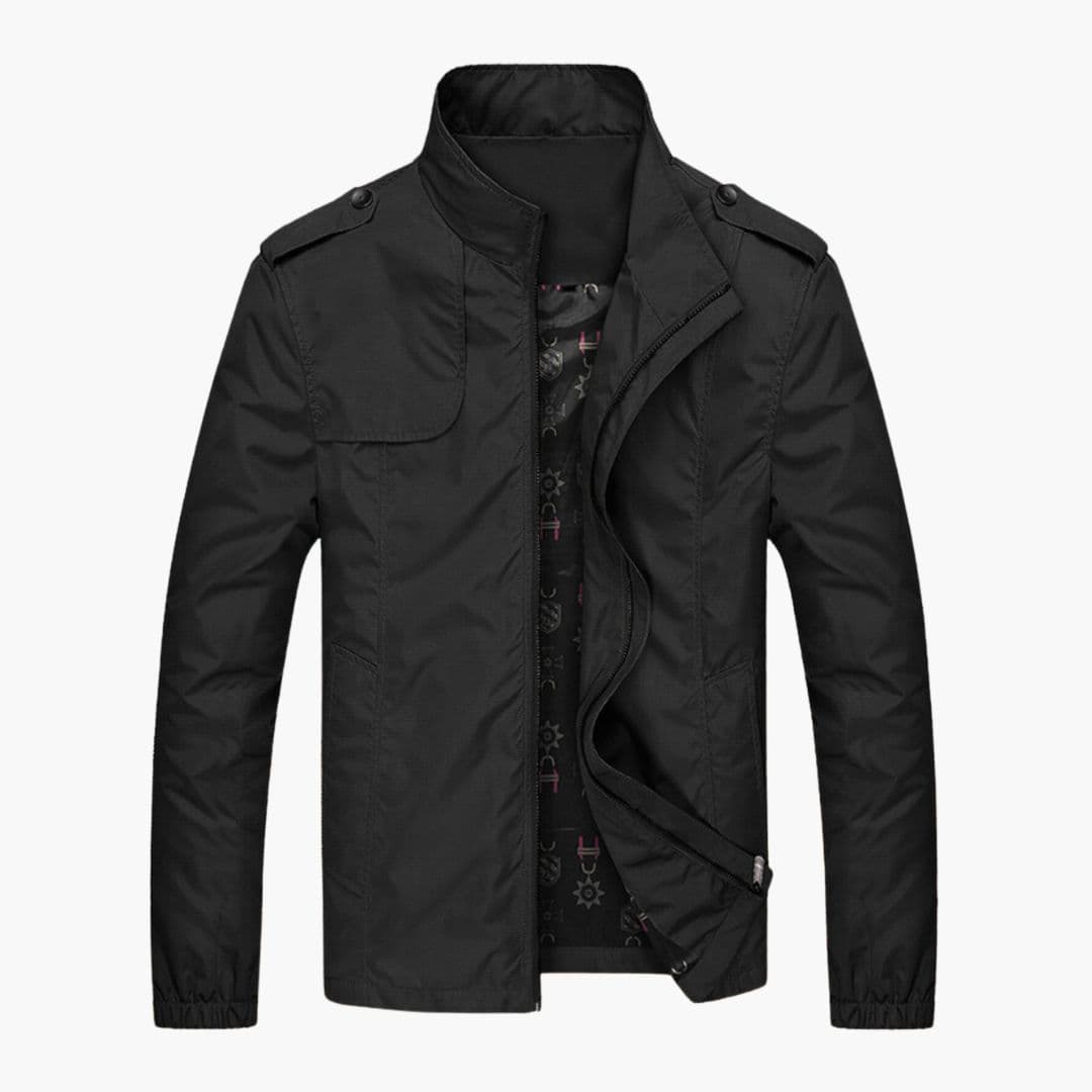 Men's jacket with zip closure and stand-up collar