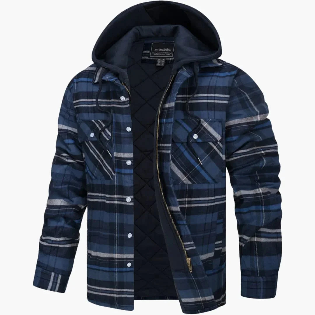 Men's jacket with checkered pattern and hood