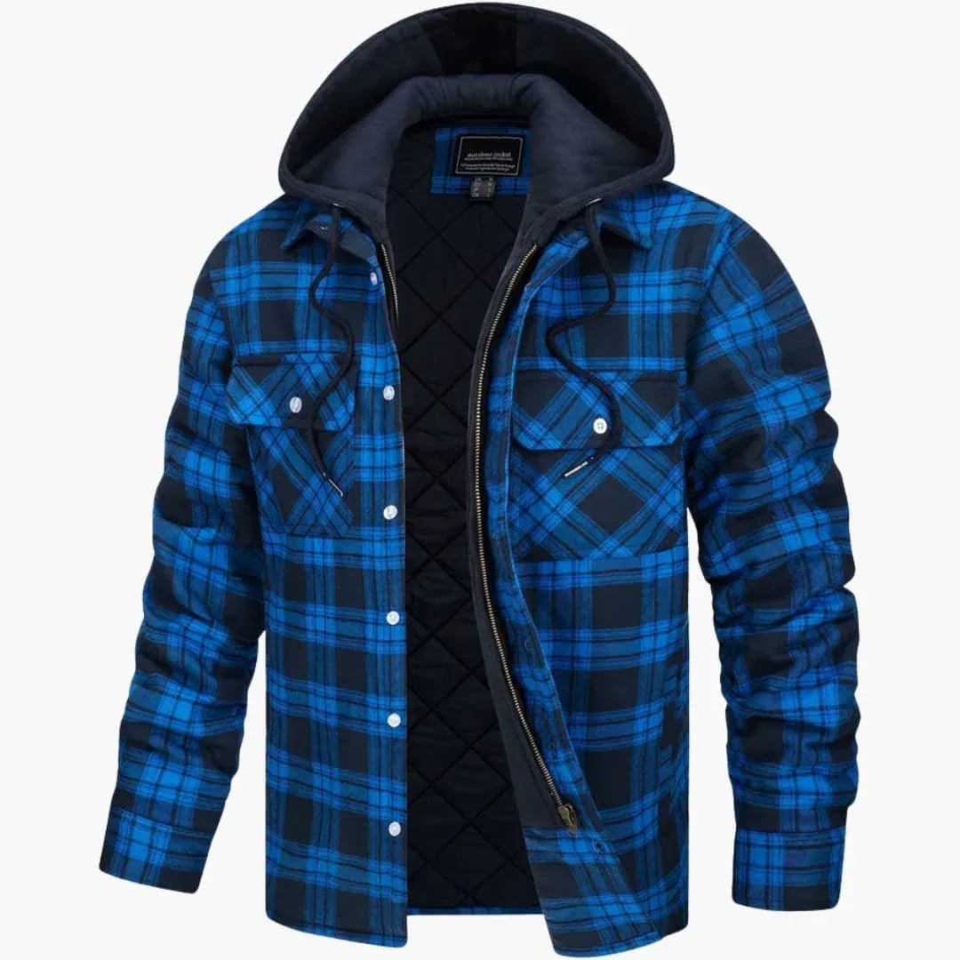 Men's jacket with checkered pattern and hood