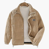 Men's jacket with ribbed surface and inner lining