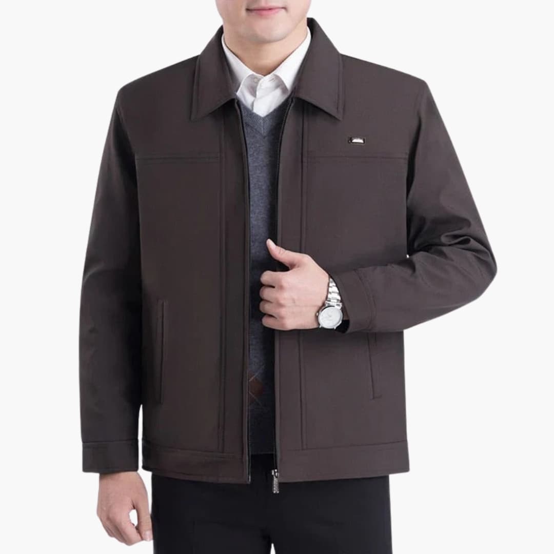 Men's jacket with pointed collar and front pockets