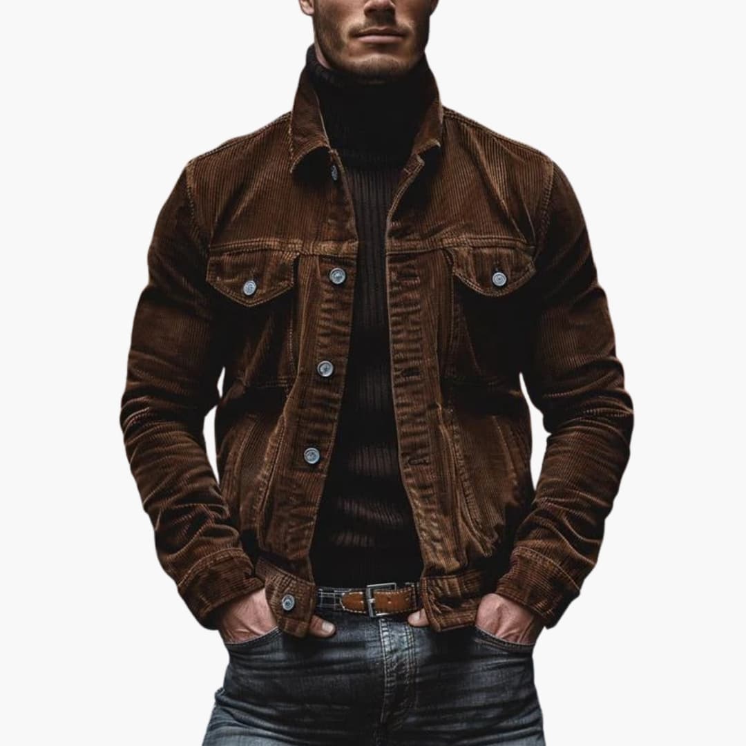 Men's corduroy jacket with button closure