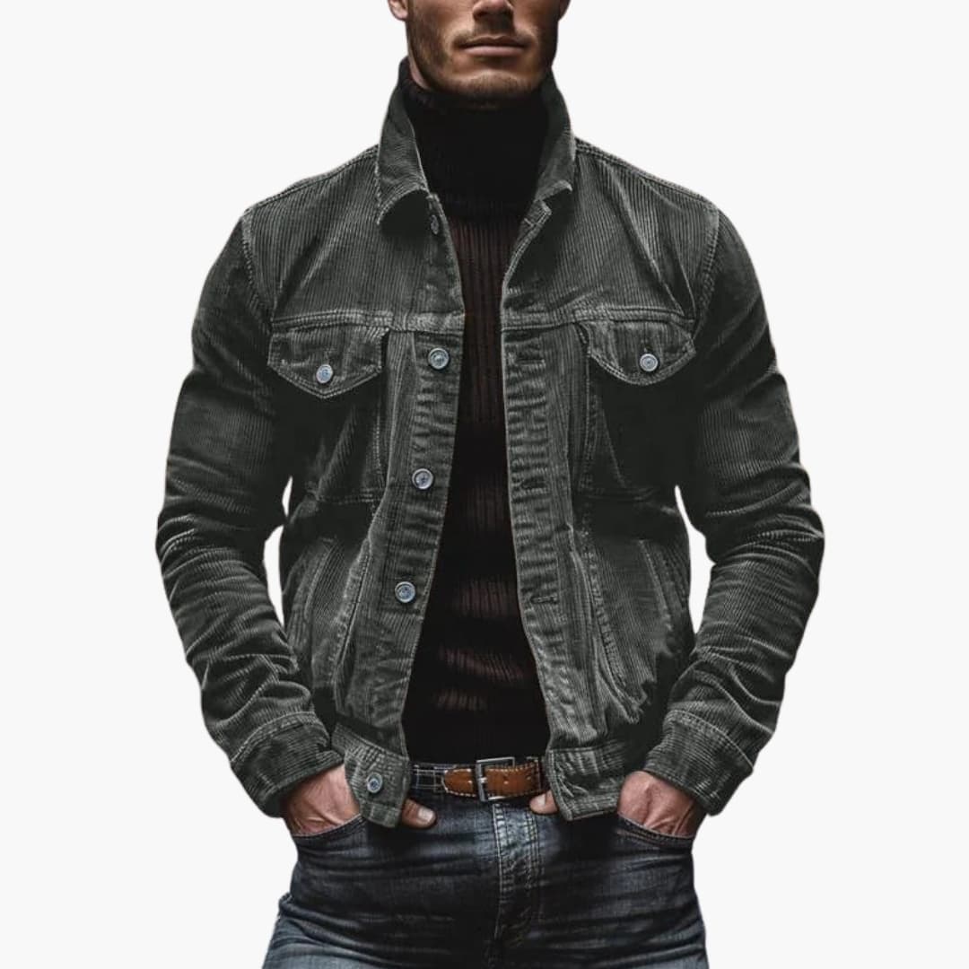 Men's corduroy jacket with button closure