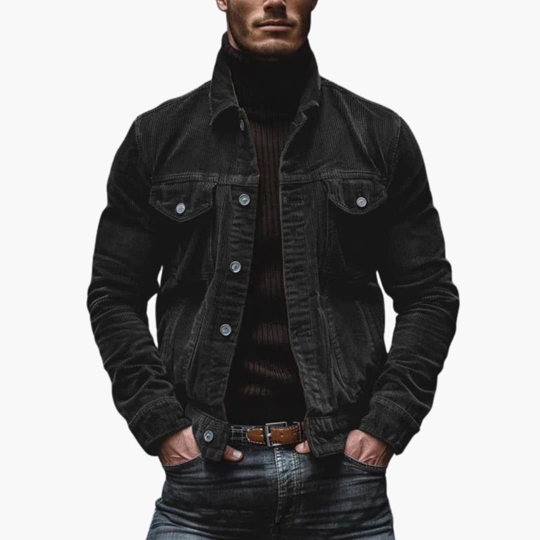 Men's corduroy jacket with button closure