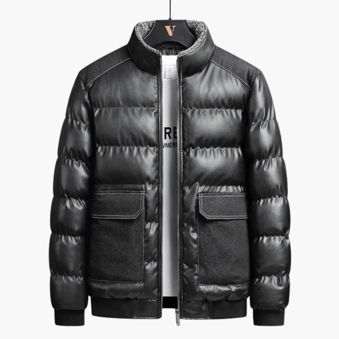 Men's quilted jacket with stand-up collar