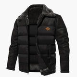 Men's quilted jacket with faux fur collar