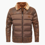 Men's quilted jacket with faux fur collar