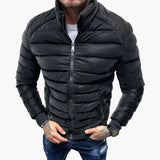 Men's quilted fitted jacket with stand-up collar