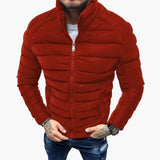 Men's quilted fitted jacket with stand-up collar