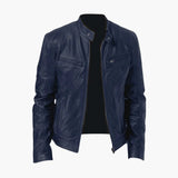 Men's biker style jacket with zip closure and long sleeves