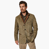 Men's retro style jacket with button closure and contrasting collar