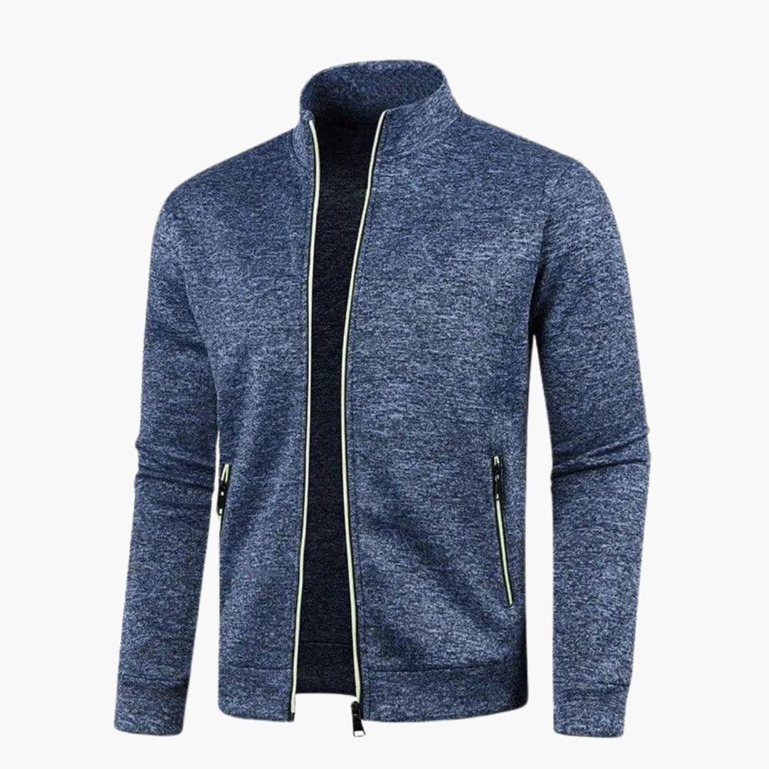 Men's zip-up jacket with stand-up collar
