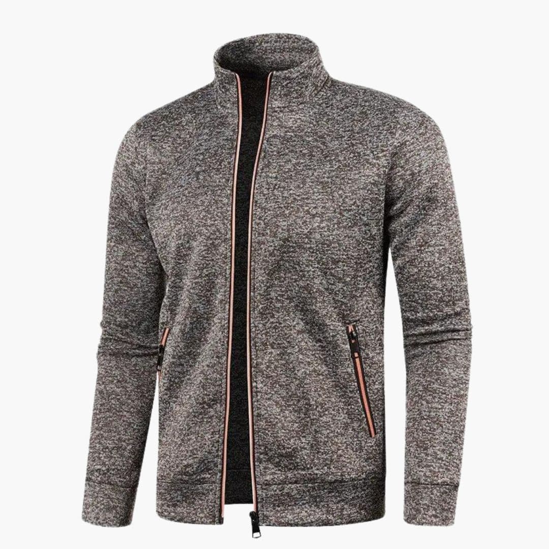 Men's zip-up jacket with stand-up collar