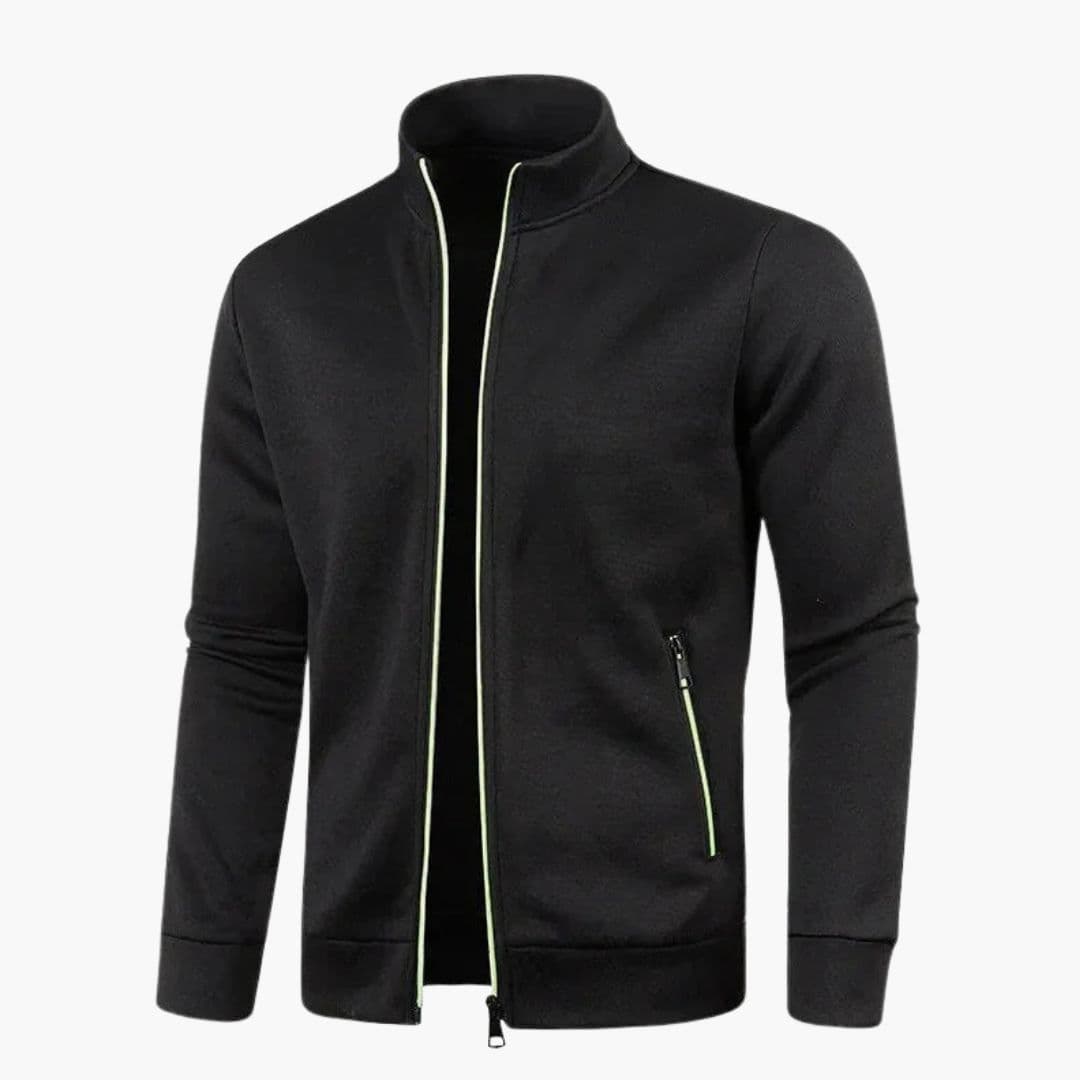 Men's zip-up jacket with stand-up collar