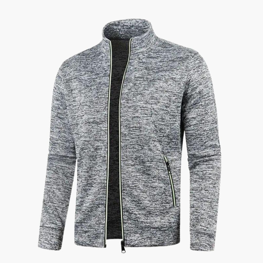 Men's zip-up jacket with stand-up collar
