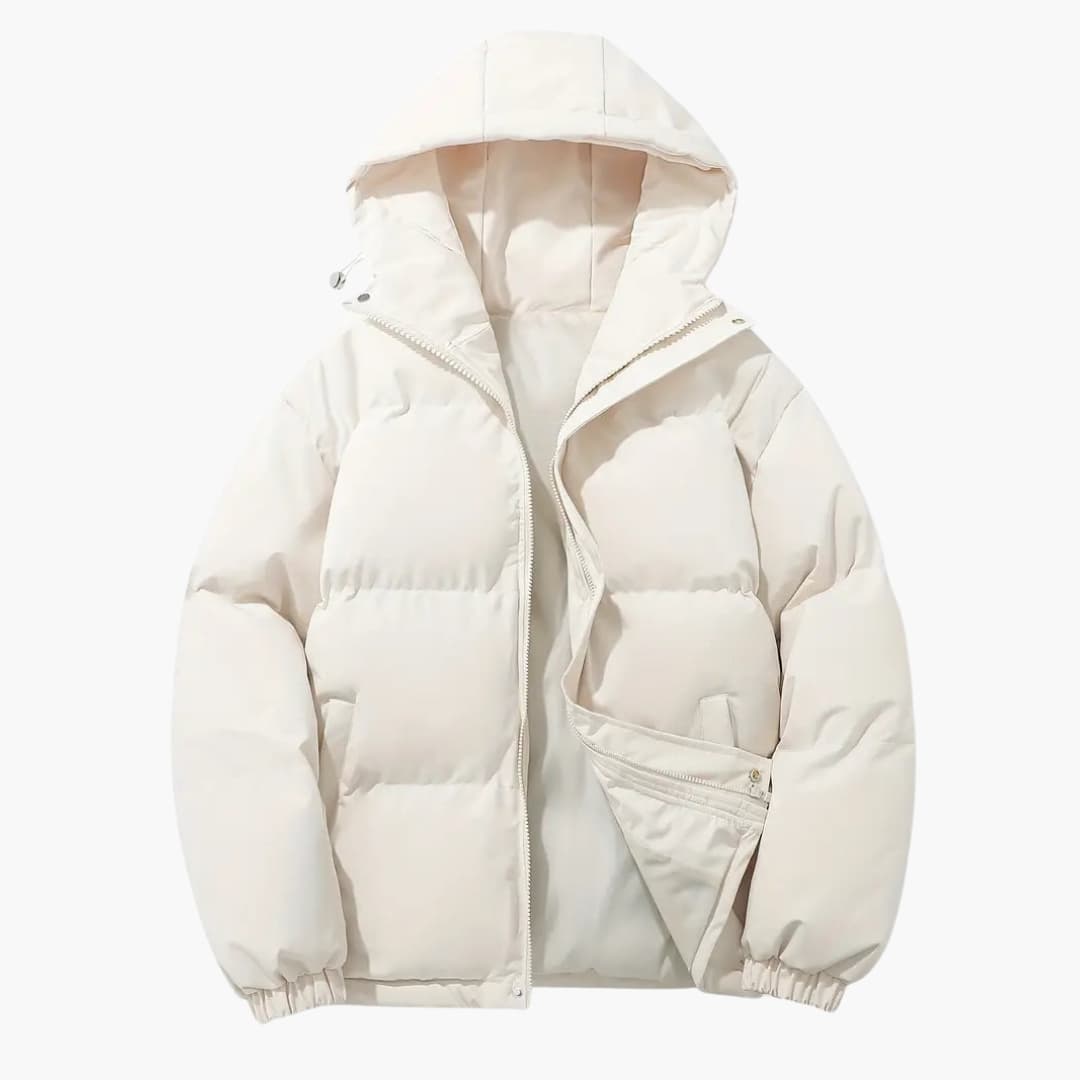 Men's quilted jacket with hood and zip closure