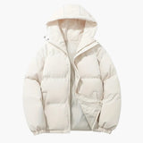 Men's quilted jacket with hood and zip closure