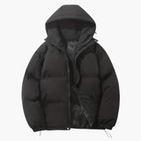Men's quilted jacket with hood and zip closure