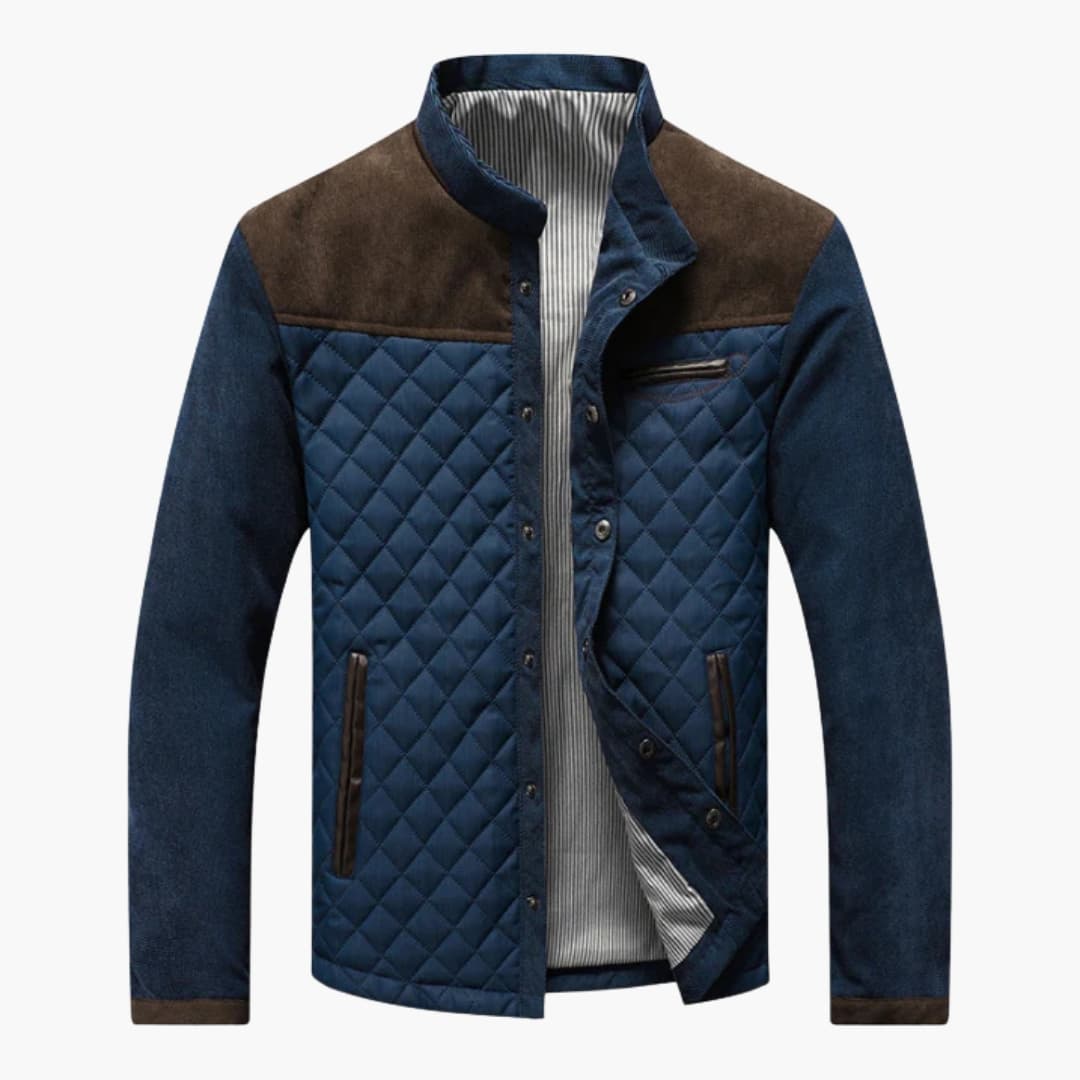 Men's quilted jacket with classic collar and side pockets