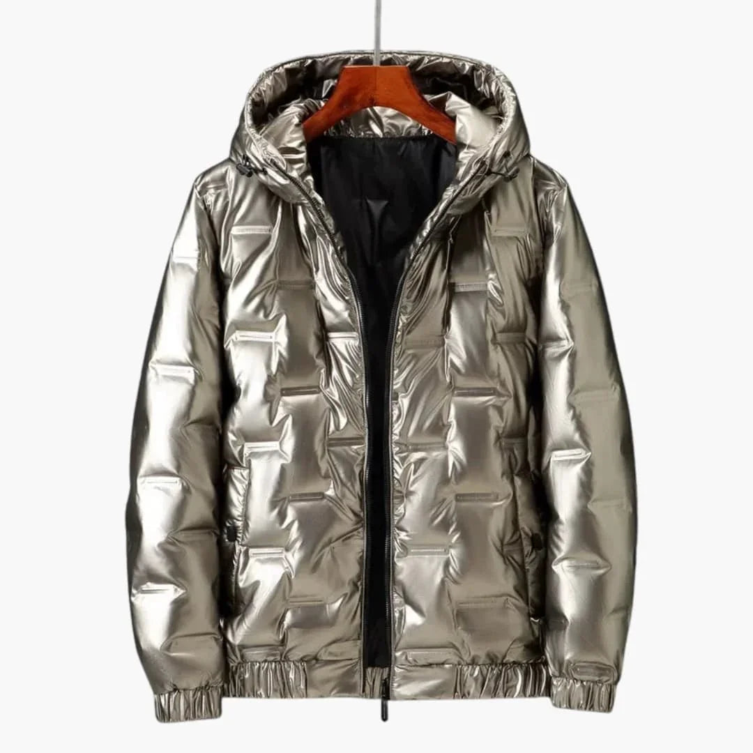 Men's jacket with hood and zipper closure