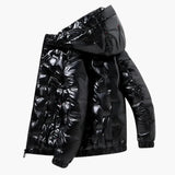 Men's jacket with hood and zipper closure