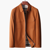Men's jacket with front zipper and shirt collar