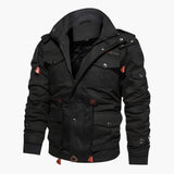 Men's tactical jacket with hood and multiple pockets