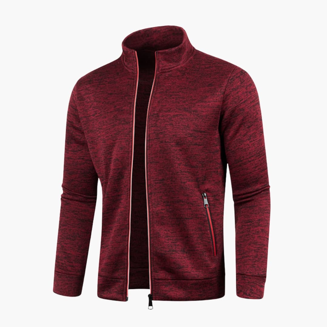 Men's zip-up jacket with stand-up collar and pockets
