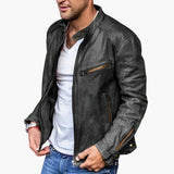 Men's zip-up jacket with stand-up collar