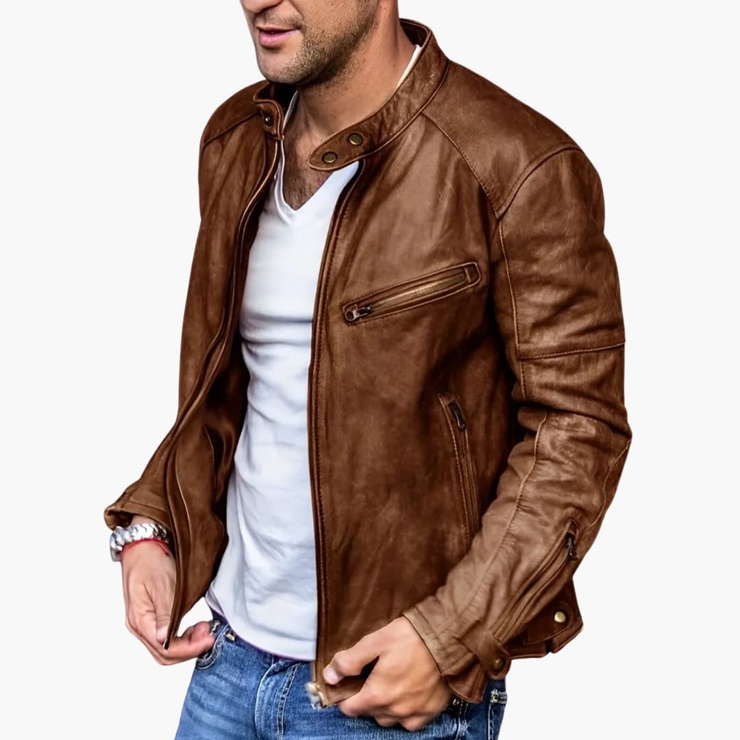 Men's zip-up jacket with stand-up collar