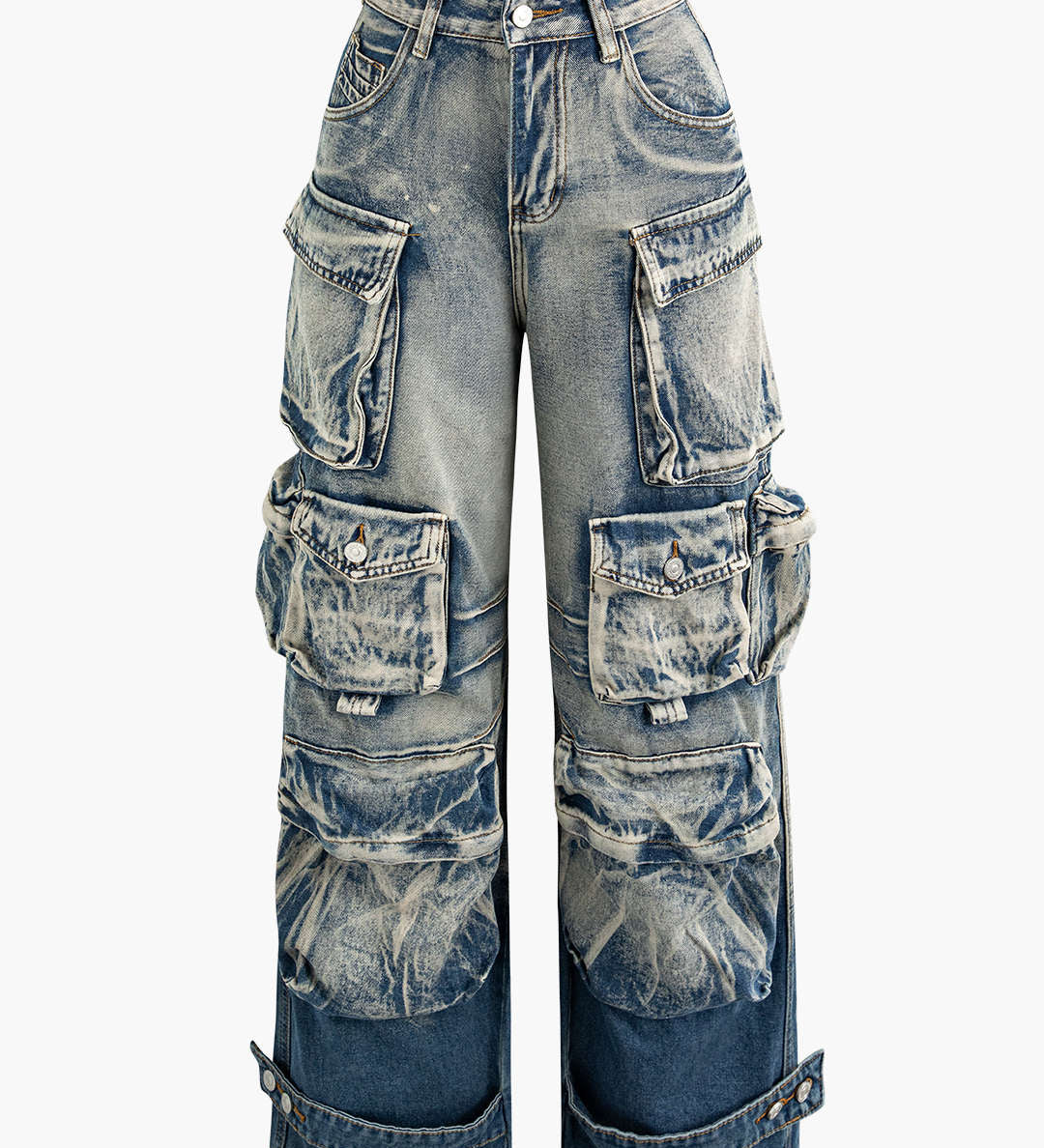 Ombre Wide-Leg Cargo Jeans