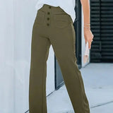 Harbour Street Wide-Leg Button Pants