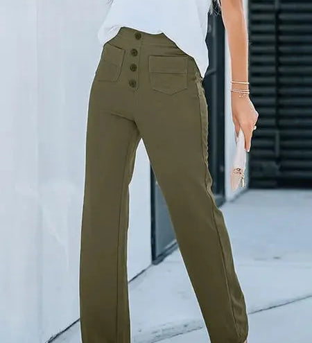 Harbour Street Wide-Leg Button Pants