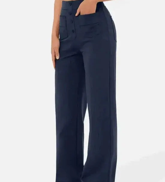 Harbour Street Wide-Leg Button Pants